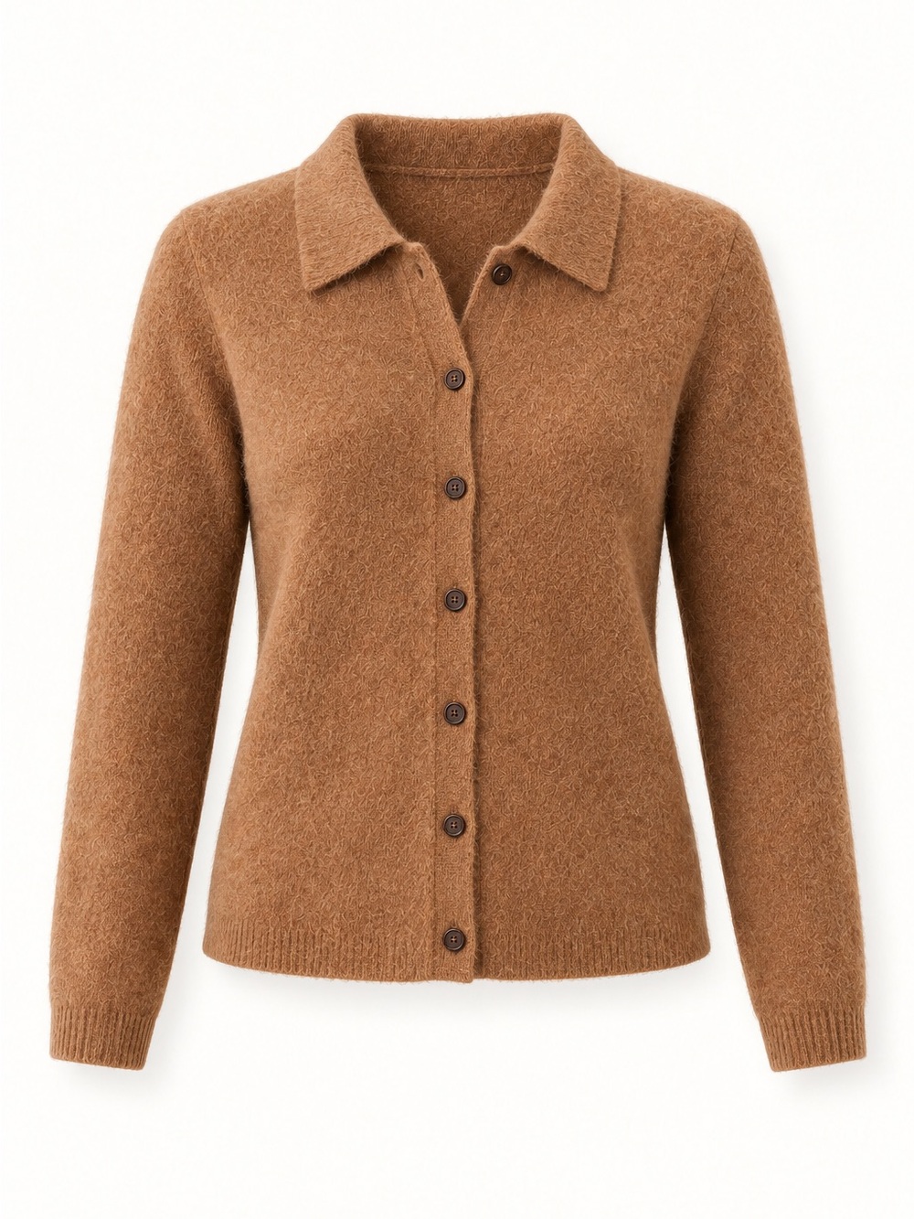 H&M Camel Button-Up Collared Knit Cardigan | M